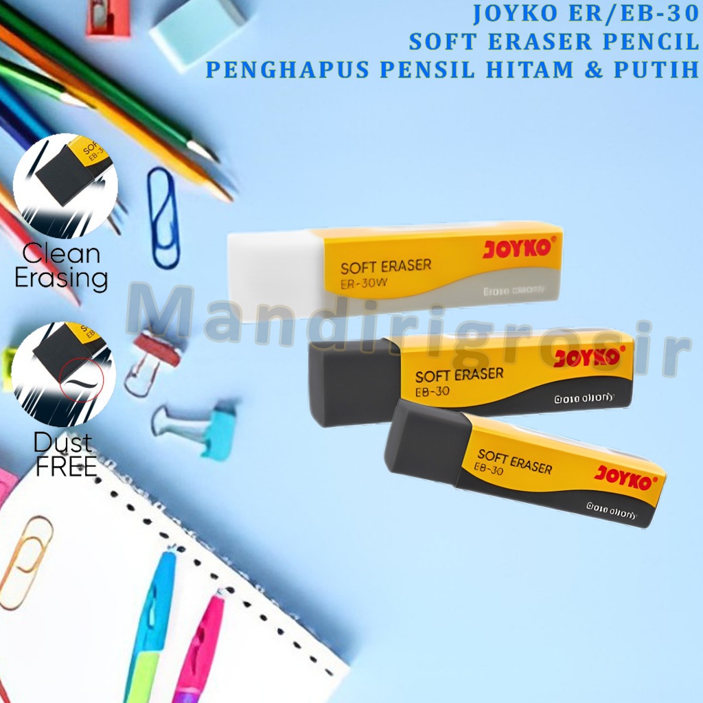 

Soft Eraser Pencil * Joyko * Penghapus Pensil Hitam & Putih * ER-30W & EB-30