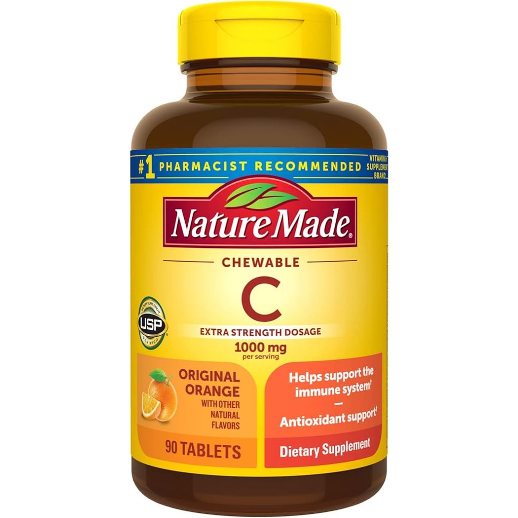 Nature Made Extra Strength Dosage Chewable Vitamin C 1000 mg per serving, Dietary Supplement for Imm