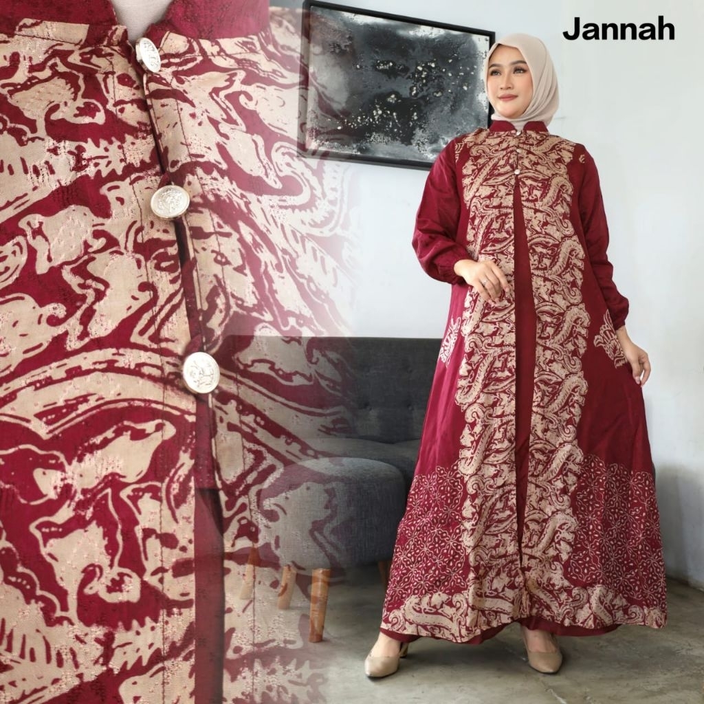 COD ZAHWA-GAMIS DOBBY SUTRA VISCOSE PREMIUM BATIK KOMBINASI/GAMIS BATIK MODERN KEKINIAN/GAMIS KONDAN