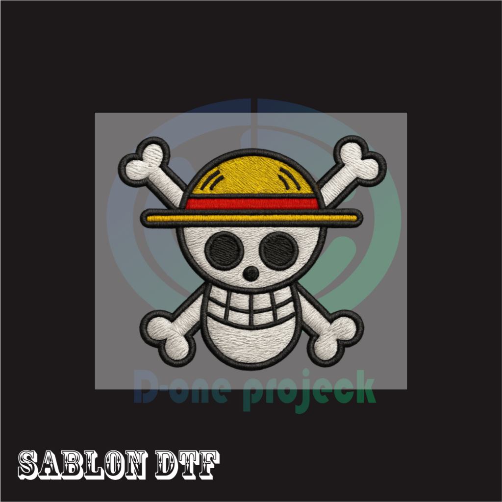 

Sablon Setrika DTF gambar ONE PIECE Efek BORDIR Ukuran Besar 21cm A4