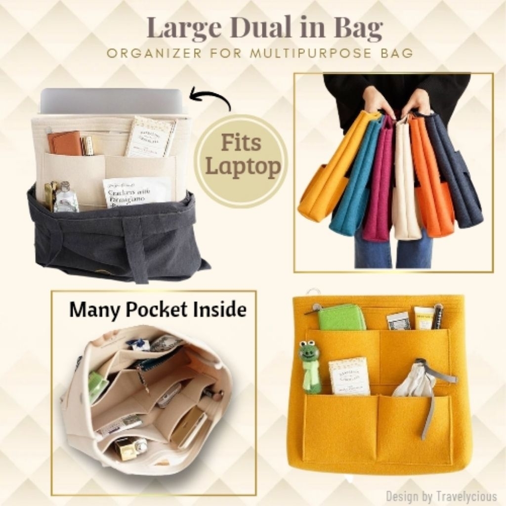 Dual in Bag (Large) / Bag Organizer / Daleman Tas / Tas Serbaguna
