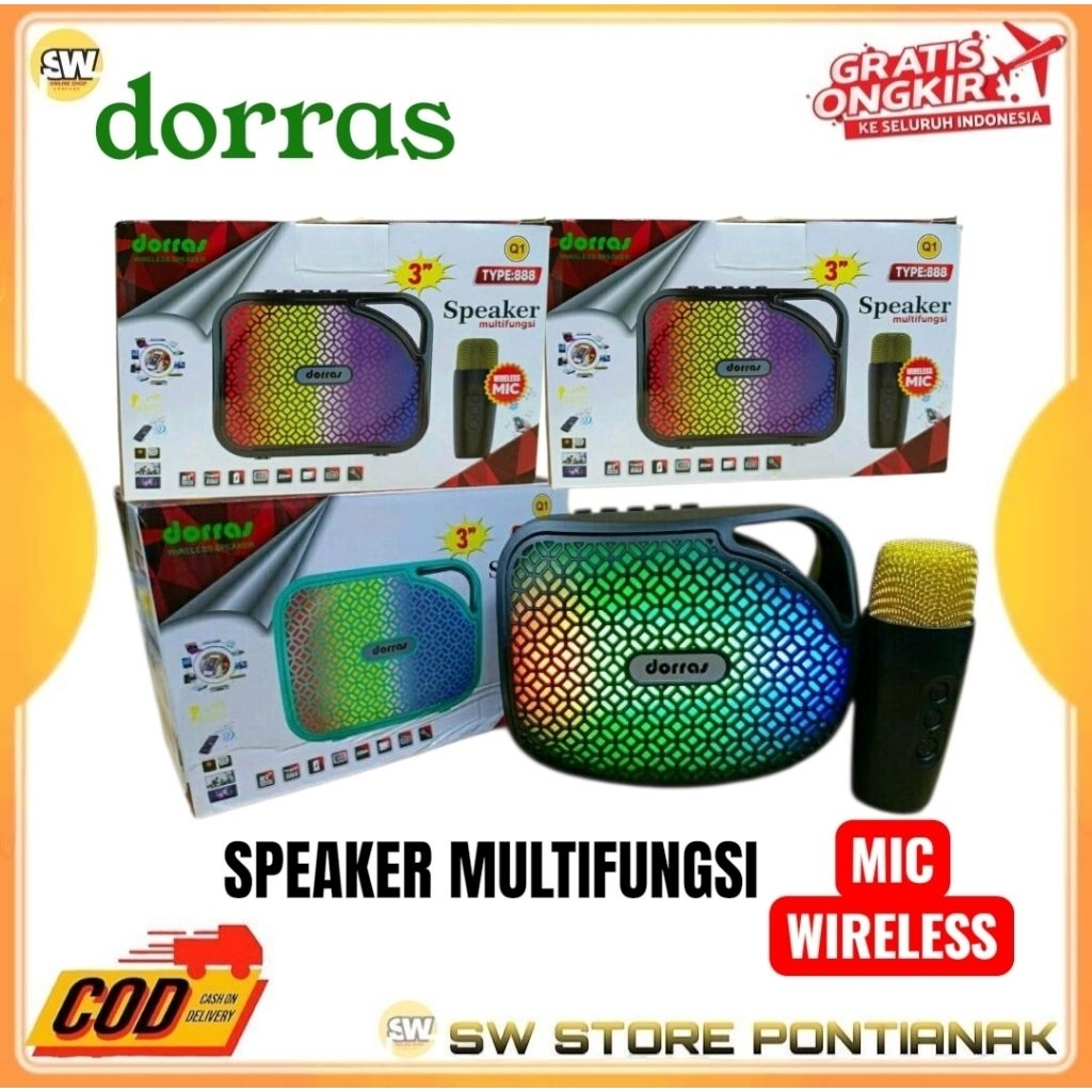 SPEAKER MINI DORRAS MULTIFUNGSI BLUETOOTH BONUS MIC WIRELESS / SPEAKER BLUETOOTH MINI DORRAS TYPE 88