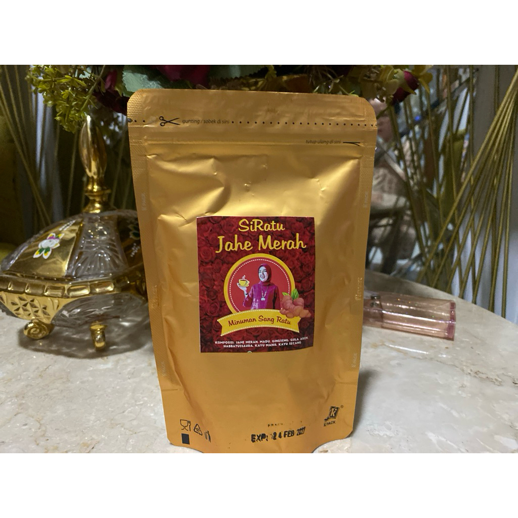 

Si Ratu Jahe merah, minuman bubuk instan jahe merah, minuman instan herbal alami, jahe merah bubuk