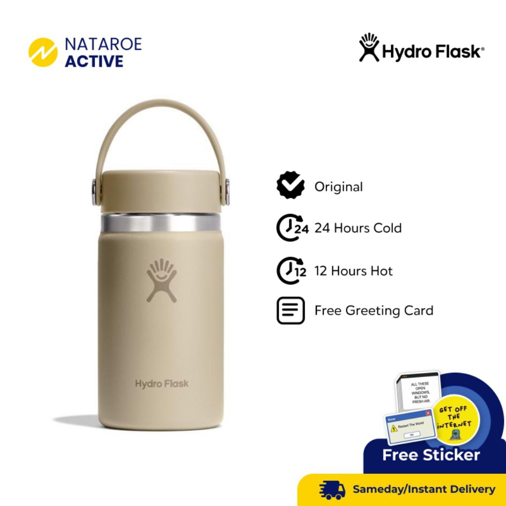 Hydro Flask Tumbler 12oz Wide Mouth Flex Cap - Tonal Oat
