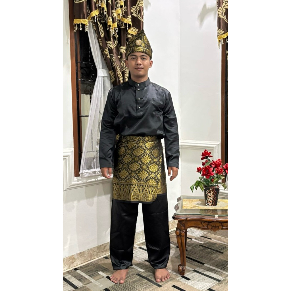setelan baju melayu, rumpak dan tanjak melayu free bros