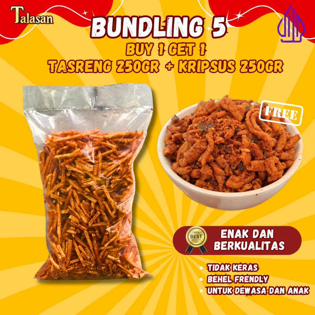 

[BUNDLING 5] Kripik Usus 250gr FREE tasreng 250gr | original dan pedas daun jeruk