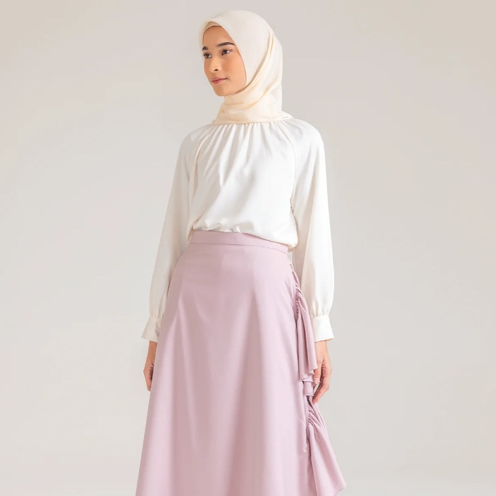 Rok Wanita Korean Style Premium Eksklusif Woman Ria Miranda Orvin Skirt Original Mauve Sage