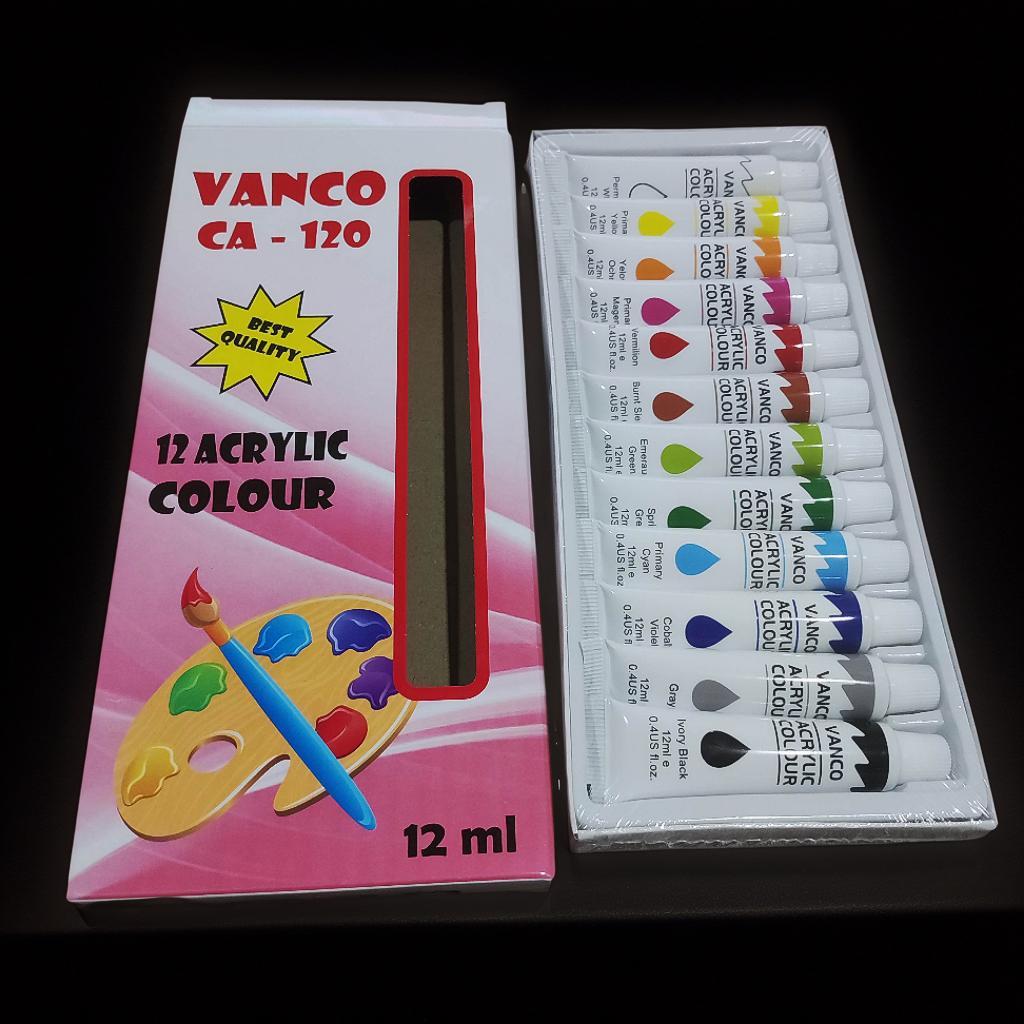 

(1 Set Isi 12 Pcs) Cat Acrylic VANCO CA-120 12 ml / Cat Acrylic Color Colour / Cat Minyak