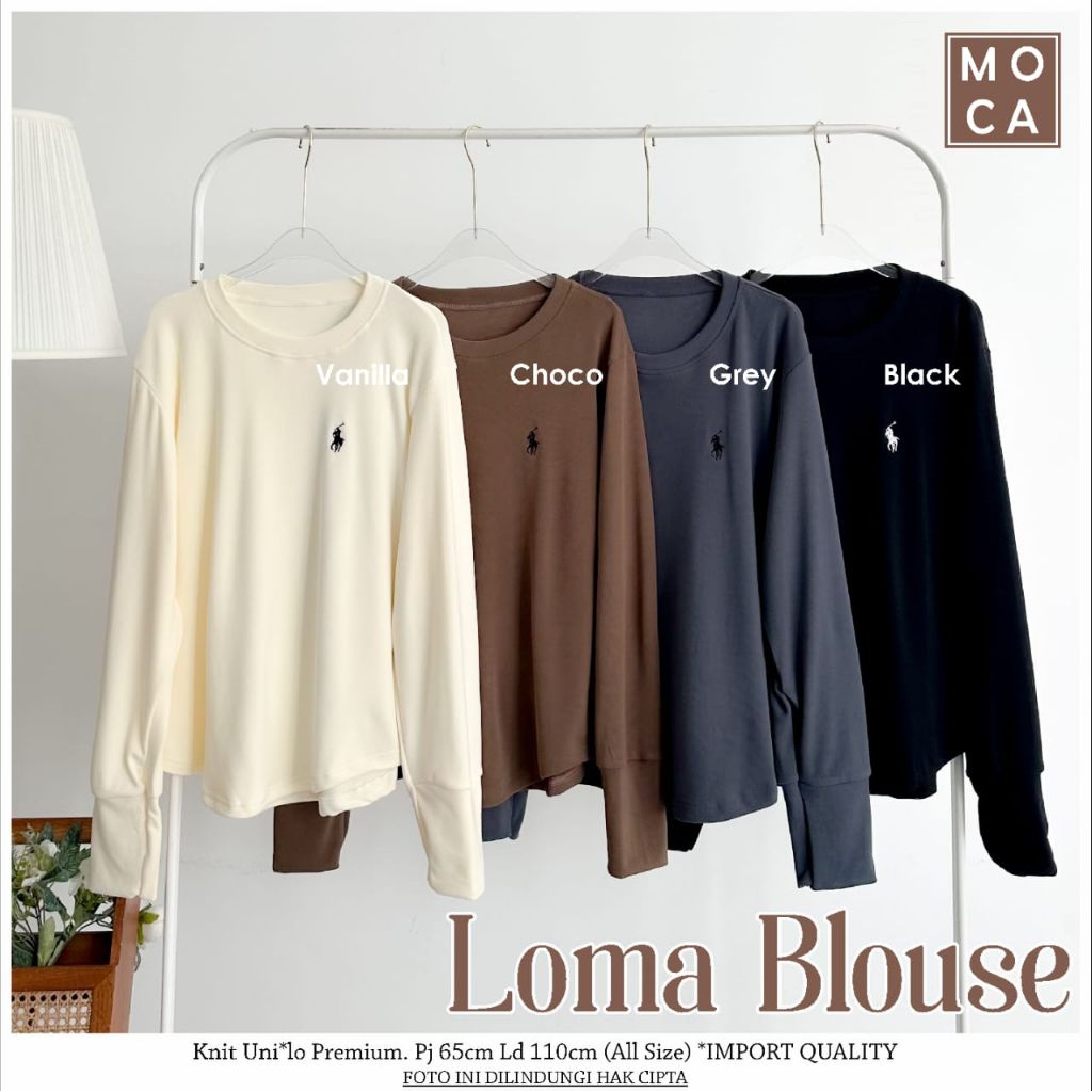 Loma Blouse Atasan Jumbo Allsize Busui Premium Knit Uniqlo Original Moca Berlabel