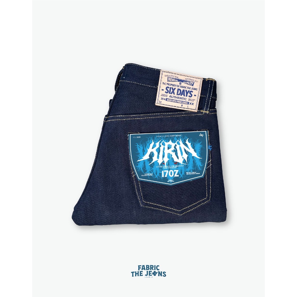 FTJ - Fabric The Jeans - SX-V3 Kirin Indigo x Indigo 17 OZ Raw Denim Lustrous Blue Line Selvedge Uns