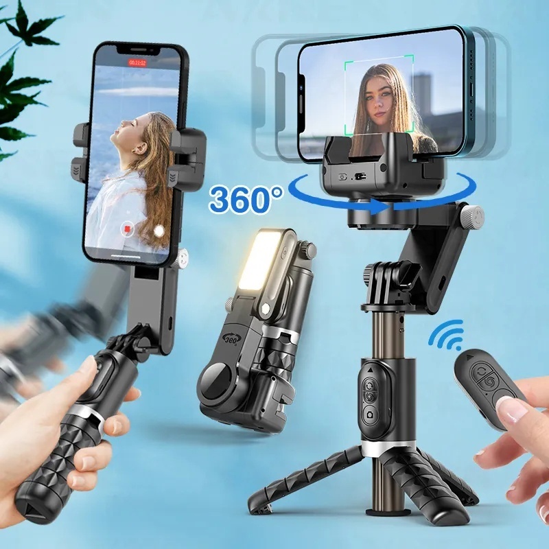 TNW-Q18 Gimbal Stabilizer Handphone Gimbal Hp Stabilizer Tongsis Hp Bluetooth Tripod