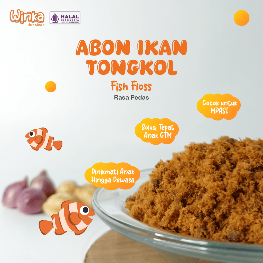 

Winka Abon IKAN Tongkol/Tuna 100g Premium Pedas Non Pengawet Non MSG Tinggi Protein