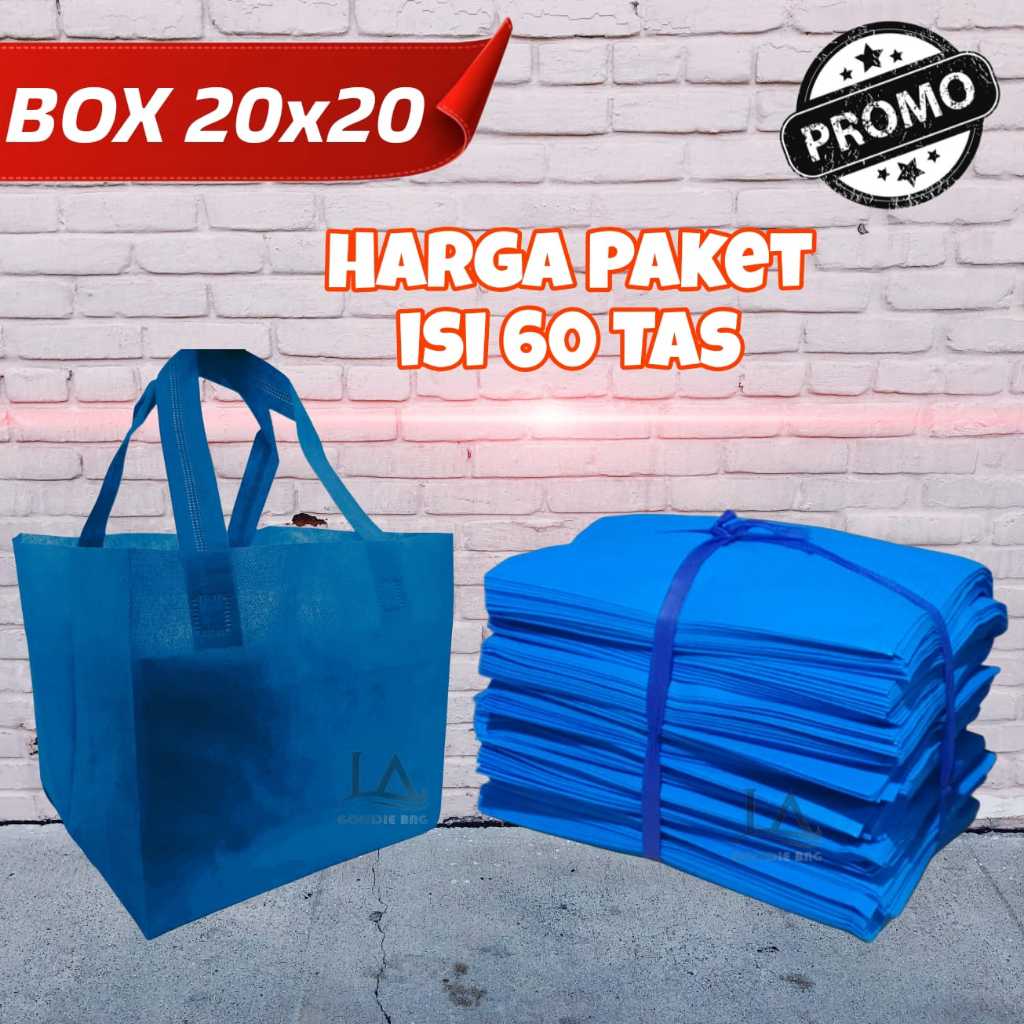 

( Paket 60 PCS )Tas Spunbond Tas Box Dus pres 20x20 | Tas Kotak Nasi | Tas Box Hajatan