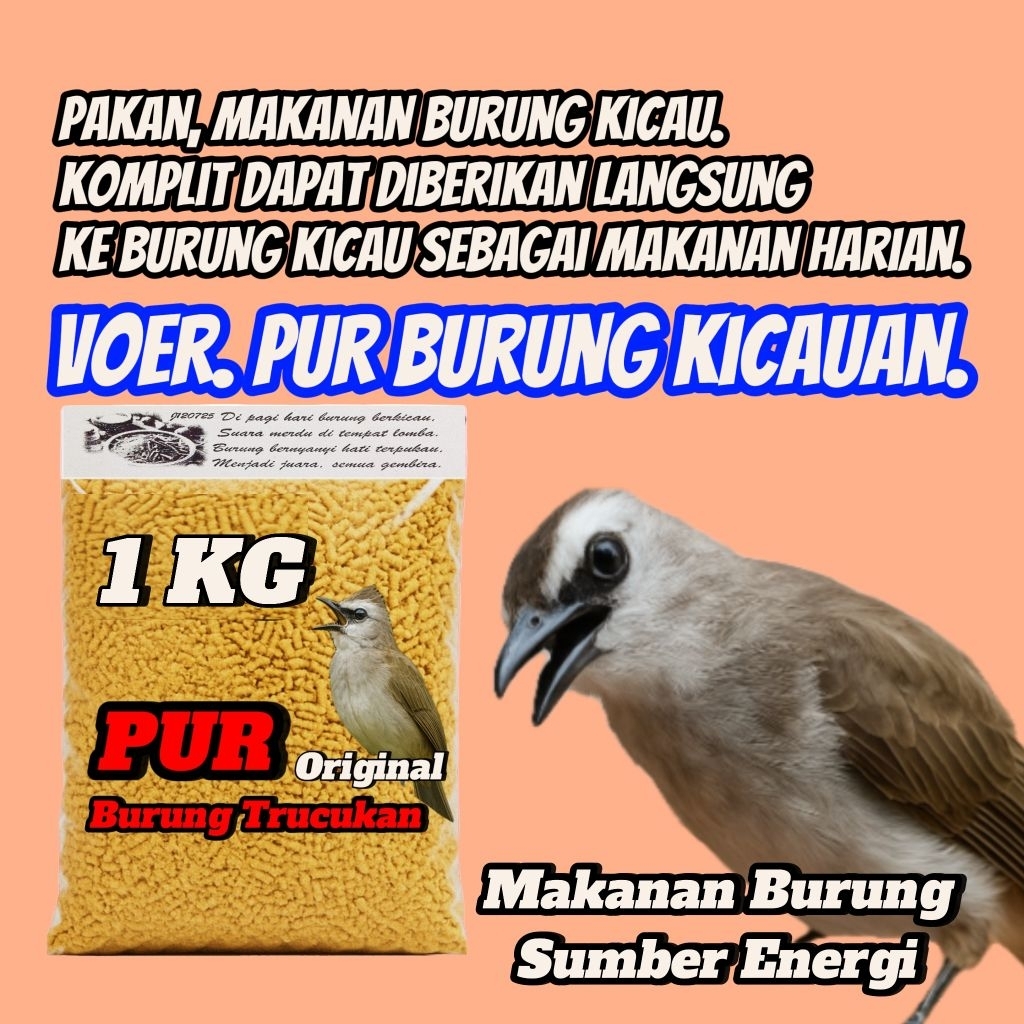 PUR ORIGINAL. PUR BURUNG TRUCUKAN. PUR MAKANAN BURUNG KOMPLIT.