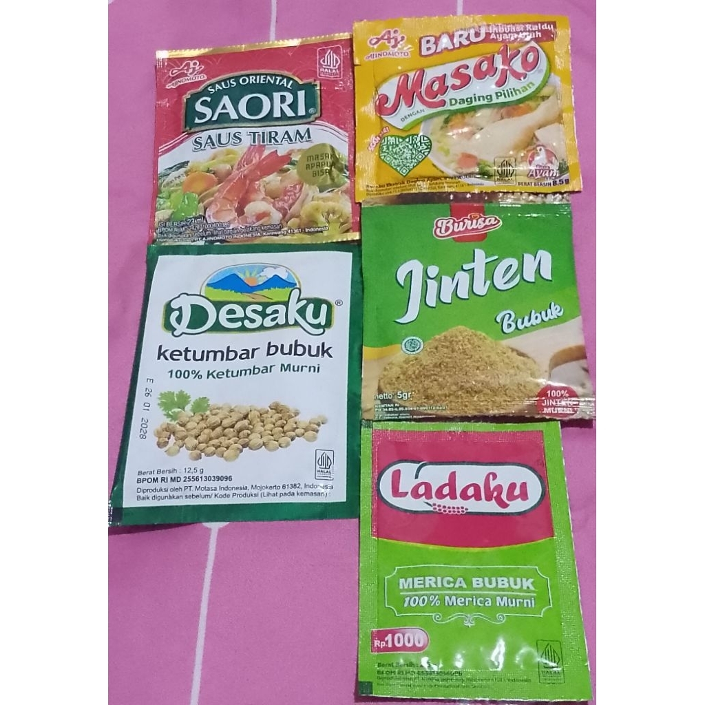 

Masako+Saori Saus Tiram+Ketumbar Bubuk+Jinten Bubuk 5 gram+Ladaku Paket 4Aj (TRB197)