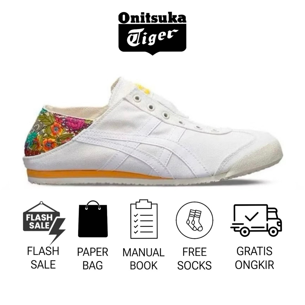 sepatu onitsuka slip on white rainbow original sepatu wanita