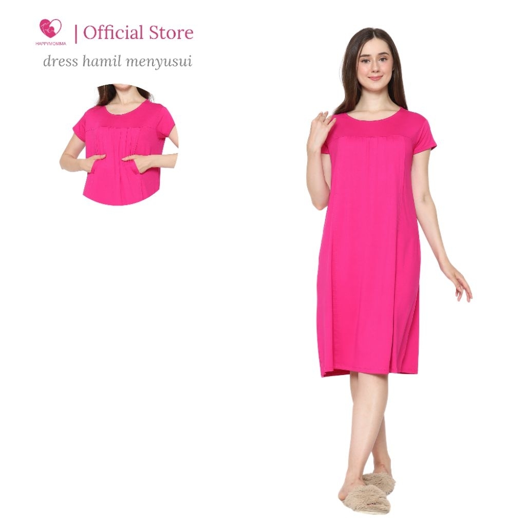 Happymomma - Dress Busui Friendly Bukaan Kiri Kanan lengan Pendek Maura