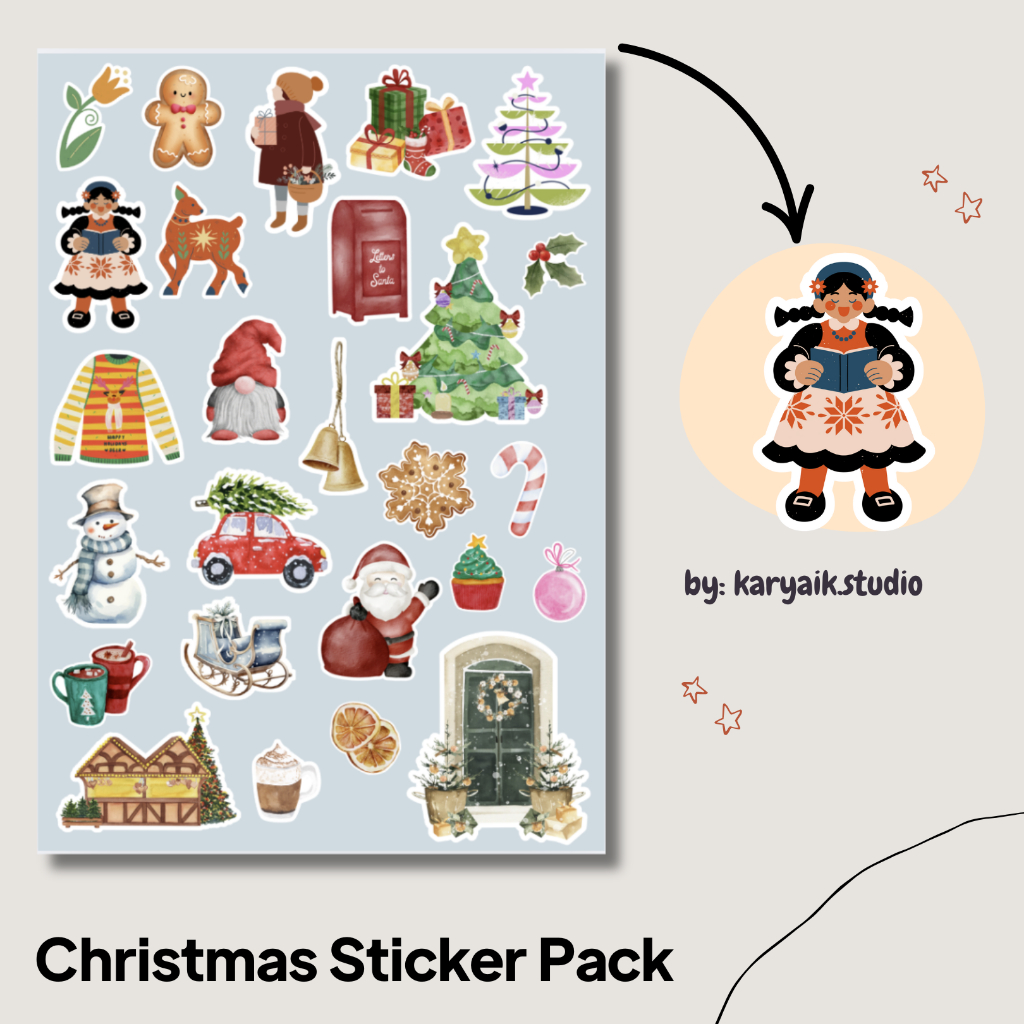

Christmas Sticker Pack - Vinyl Aesthetic A6 | Stiker Planner, Laptop, Jurnal