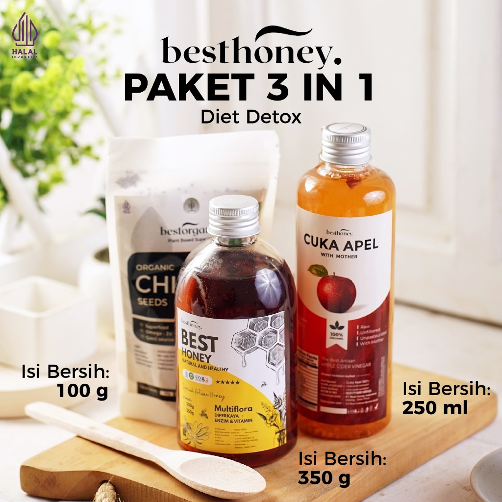 

Besthoney - PAKET 3 IN 1 chiaseed 100g + cuka apel 250g + madu 350ml
