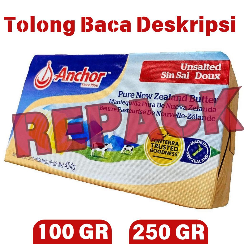 

ANCHOR UNSALTED BUTTER 100GR 250GR PURE NEW ZEALAND MENTEGA TAWAR KETO FRIENDLY MPASI