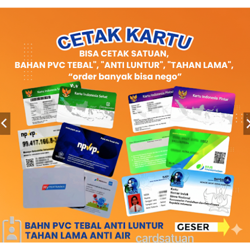 

CETAK KARTU PVC BPJS KIS, PERTAMINA, BPJS Ketenagakerjaan & NPWP BAHAN PVC MURAH, EXPRESS 1 HARI JADI