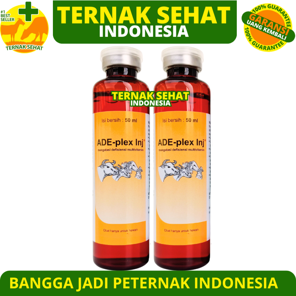 ADE PLEX INJ 50 ML - Vitamin Hewan Vitamin ADE dan B Complex Lengkap Sapi Kambing Domba Ayam Babi