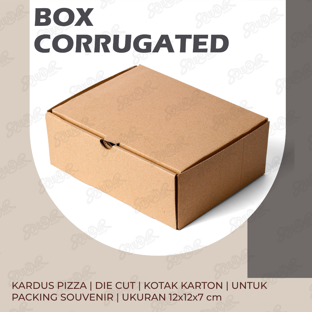 

Kardus Corrugated 12x12x7 CM | Die Cut | Kotak Karton | Box Packing Souvenir Pizza