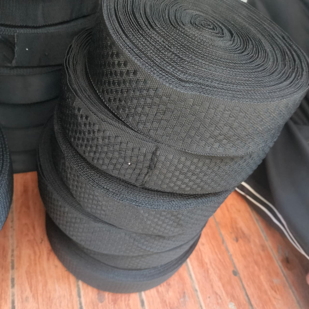 BIKERGLOVE WEBING tali tas hitam 1/2 kg webing 4 cm