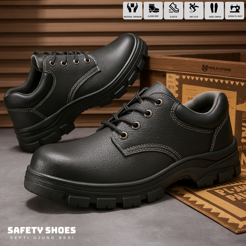 Sepatu Safety Pria Ujung Besi - Safety Shoes Boots Low - Sepatu Boots Pria Wanita Septi Kerja Proyek