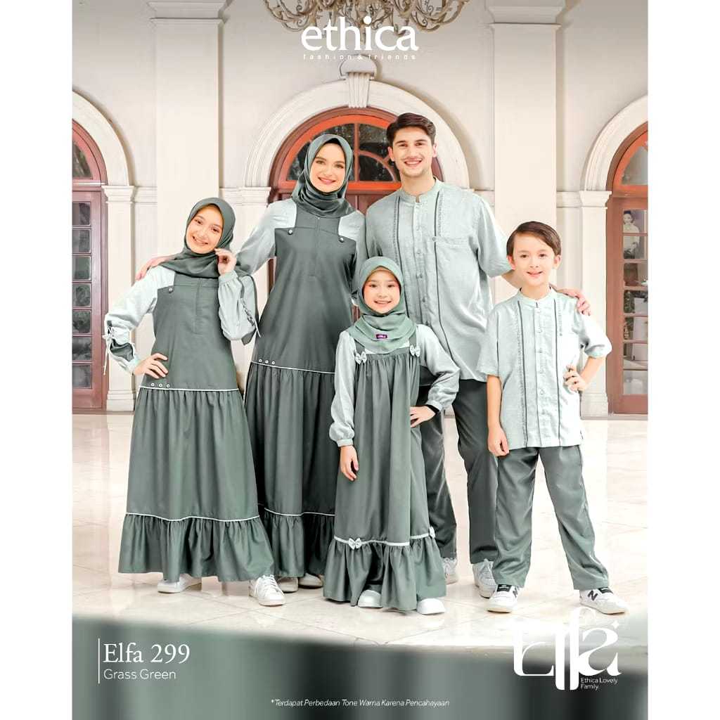 Sarimbit ethica Elfa 299 grass green fashion muslim terbaru gamis ori Ayumi 434 Grass Green