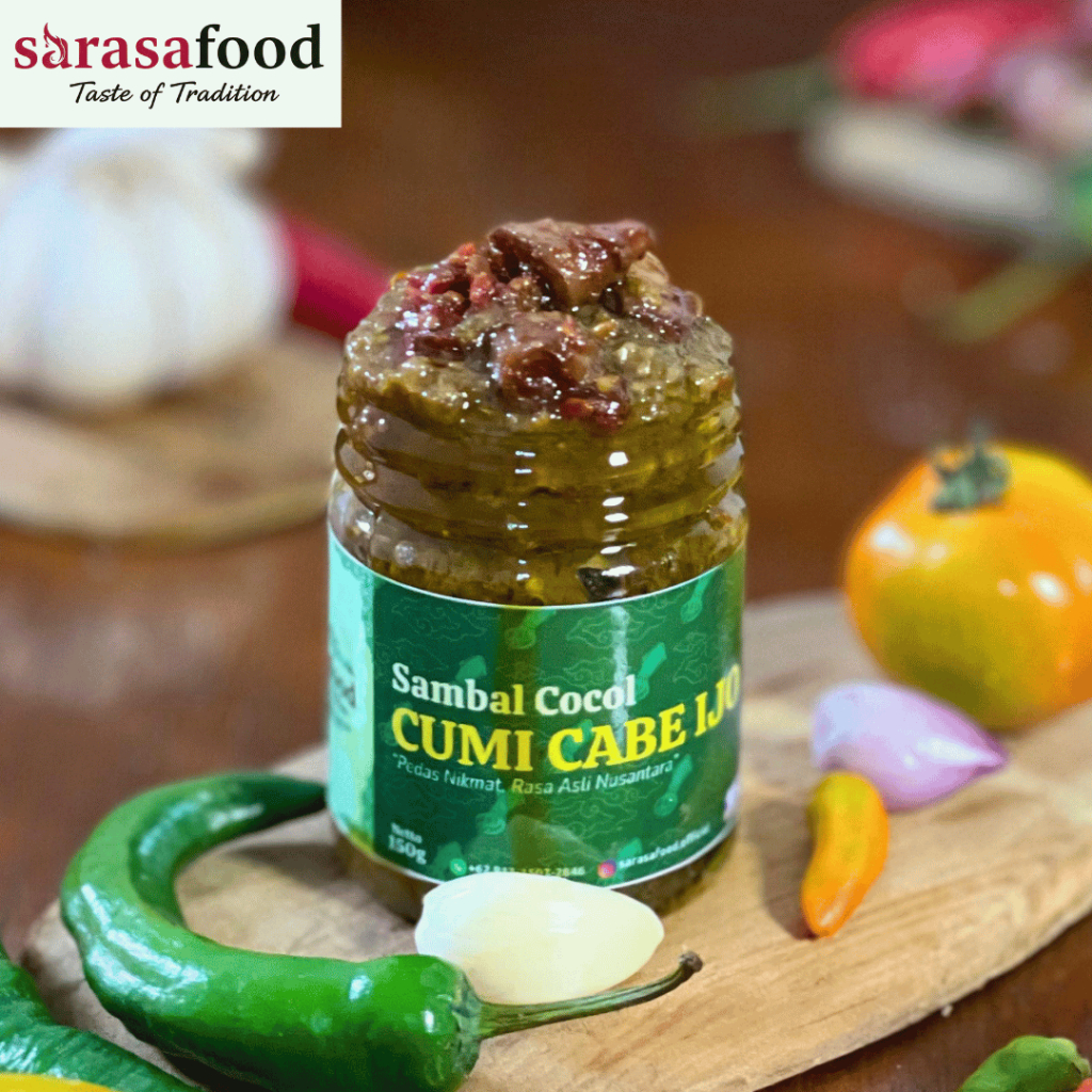 

Sambal Cocol Sarasafood 150 gram - Sambal Cumi Cabe Ijo Pedas 150g - Kemasan Baru