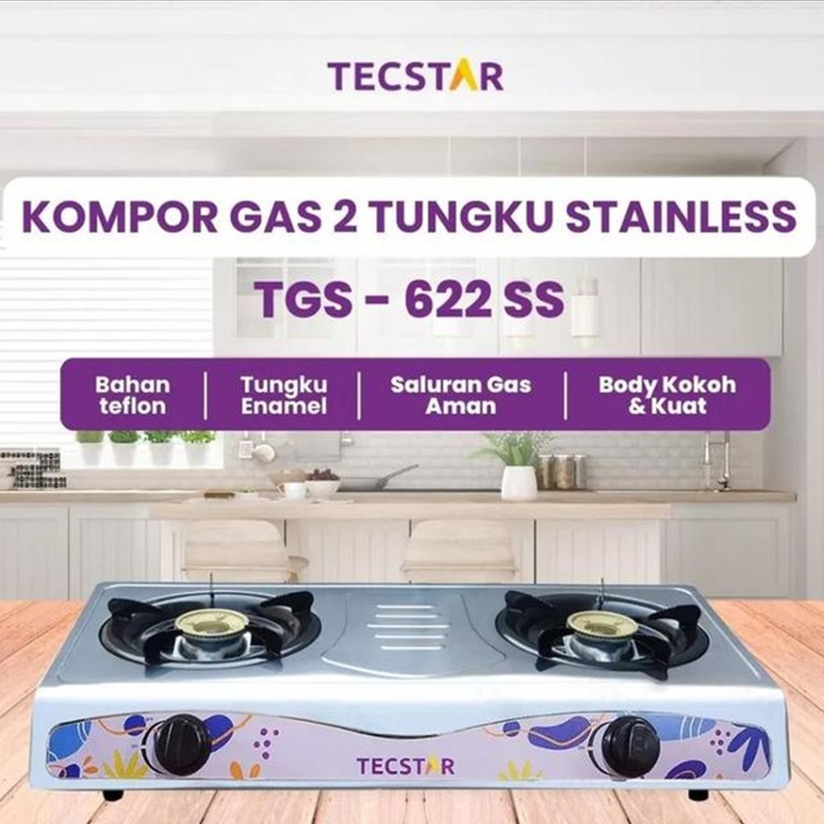 KOMPOR TECSTAR TGS-622 SS  KOMPOR 2 TUNGKU STAINLESS TERBARU