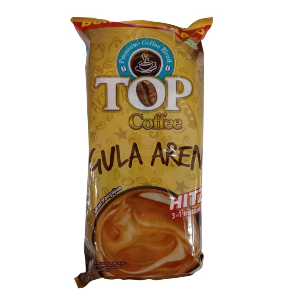 

Top Coffee Gula Aren Hitzz 3in1 Instant Coffee Kopi Instan Isi (6+3) Sachet x 22gr