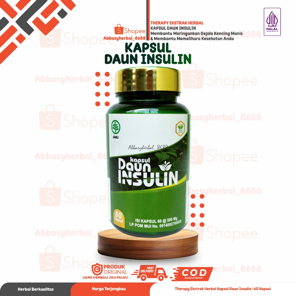 Abbasy Herbal_Kapsul Daun Insulin Therapy Ekstract Herbal isi 60 Kapsul | Efektif Mengatasi Diabetes