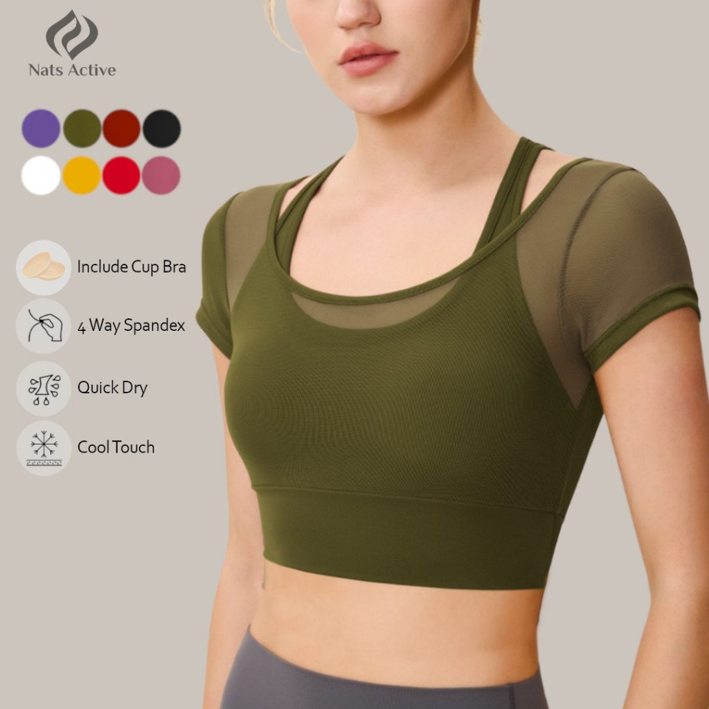 Atasan senam LUNAR TOP baju senam wanita kaos senam kaos crop baju zumba kaos gym bandung