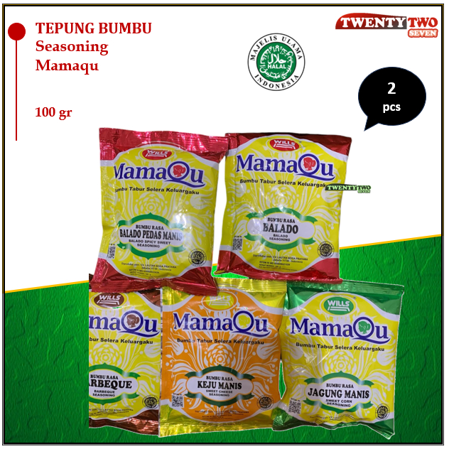 

[6 X][2 pcs] Mamaqu Tepung Bumbu Balado ,Bumbu Balado Pedas Manis,Tepung Bumbu BBQ, Bumbu Jagung Manis ,Tepung Bumbu Keju Manis 100gr