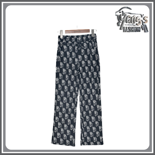 Yang's Fashion - Celana Kulot Wanita Jumbo Motif Garis Abstrak Bahan Premium