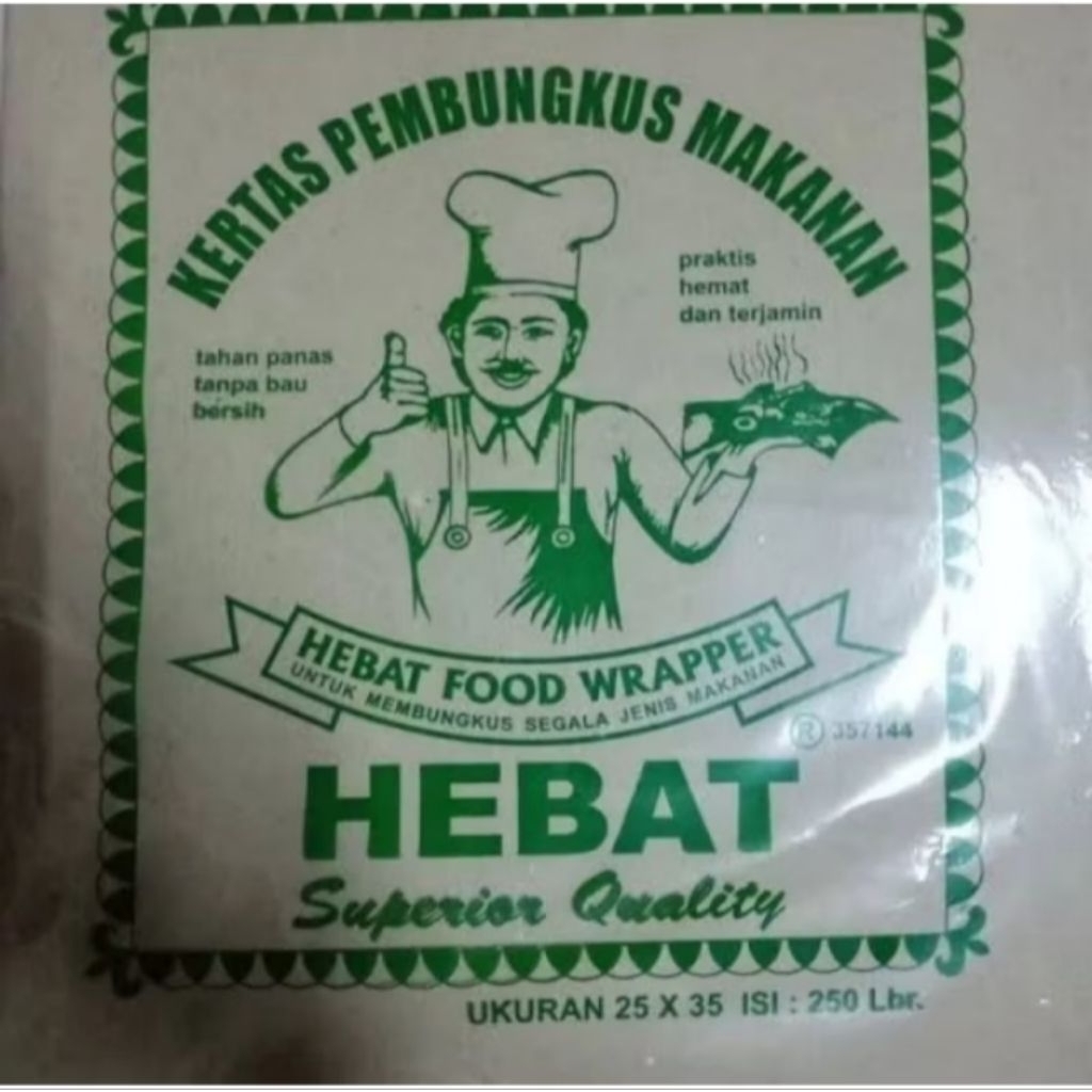 Kertas Nasi Coklat Laminasi Ukuran Kecil merk HEBAT 25 x 35 cm isi 250 pcs per pack.bungkus nasi udu