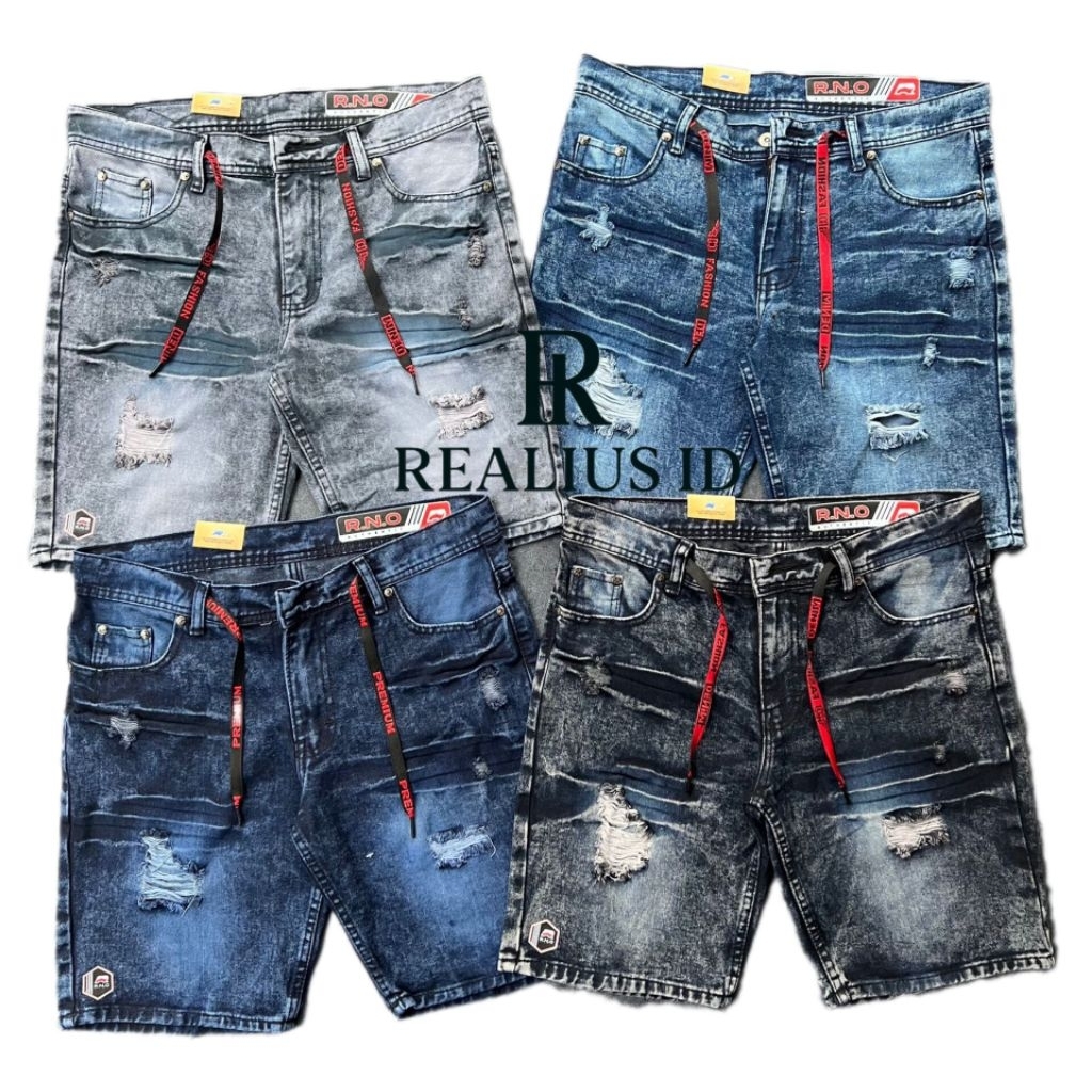(TAGLING)Celana Jeans Pendek Sobek Tagling motif garis Premium Denim Warna Abu Hitam Biru Navy