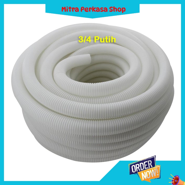 Selang Flexibel 3/4 Putih Harga per Rol / Selang Kabel Listrik Spiral Flexible Putih 3/4 / Conduit P