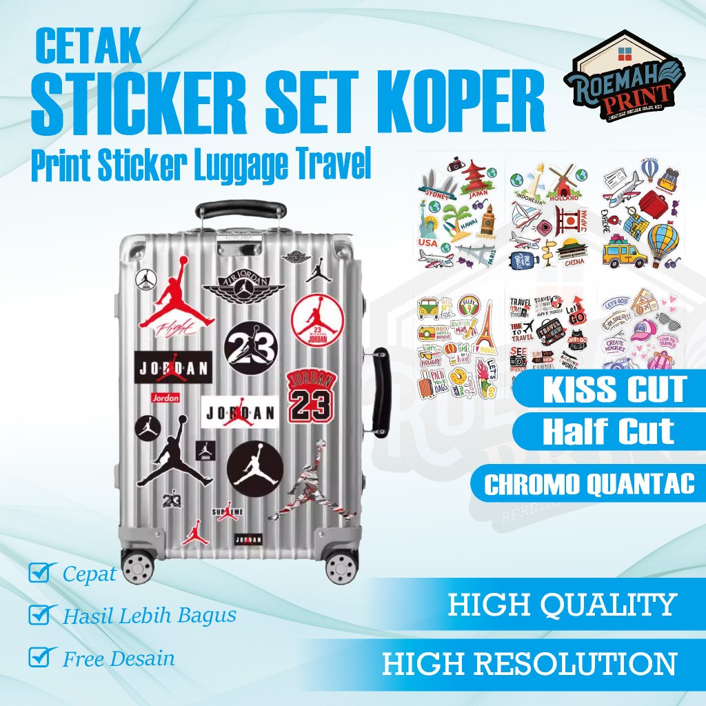 Cetak Stiker Set Koper / Print Stiker Luggage Travel