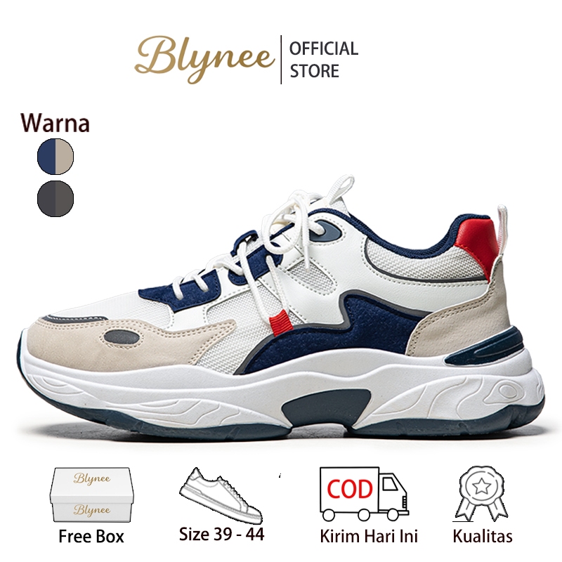 Blynee Sepatu Sneakers Pria Impor Sepatu Olahraga Ringan Sepatu Casual Kulit