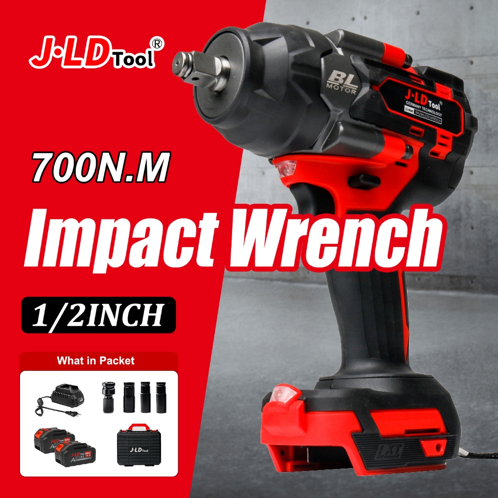 JLD Impact Wrench Jumbo Impact Torsi Besar 700NM Cordless Impact Baterai 88Vf Brushlesss Impek jld 2