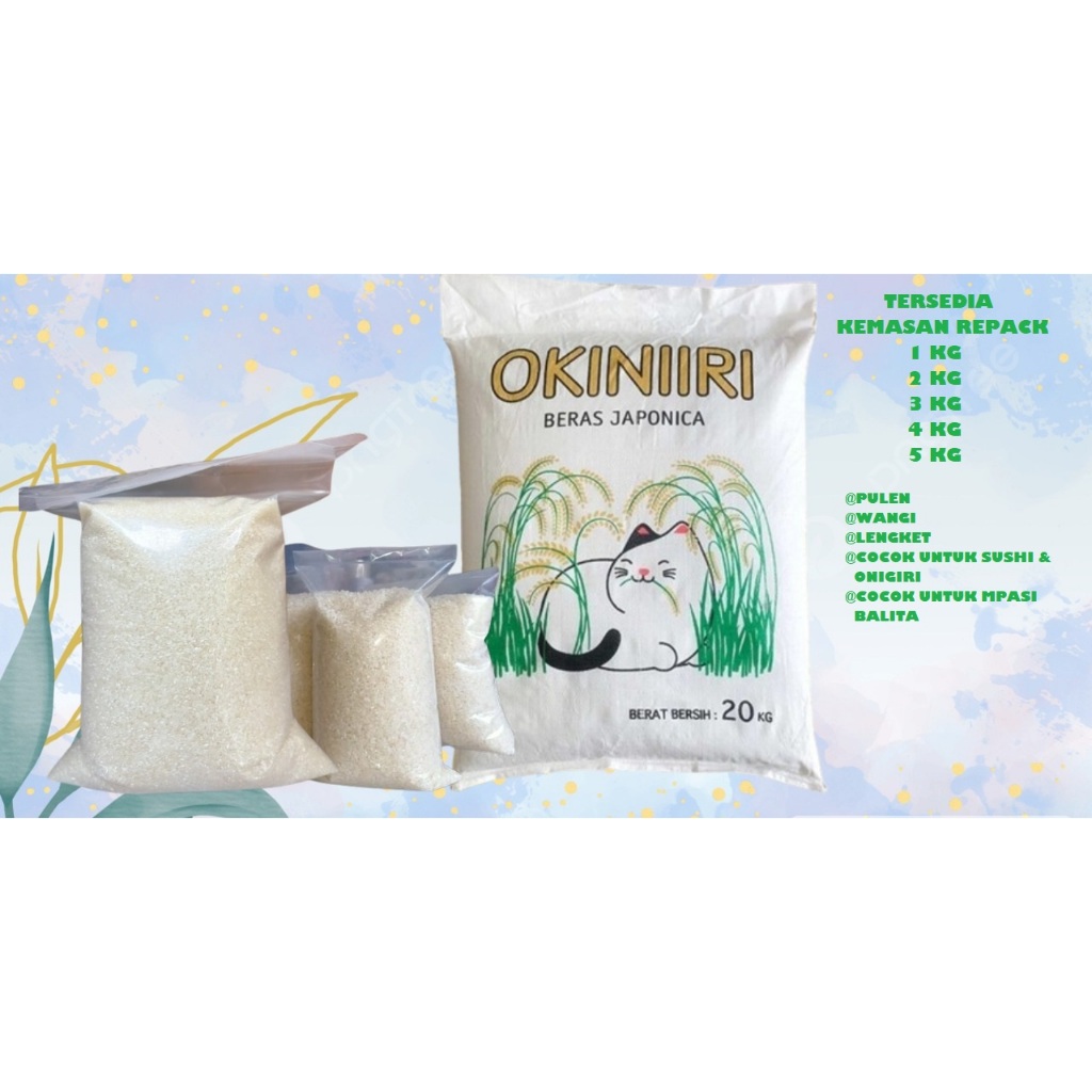 

Beras Jepang Sushi Japonica Okiniri Kemasan Repack 1kg Japonica Rice