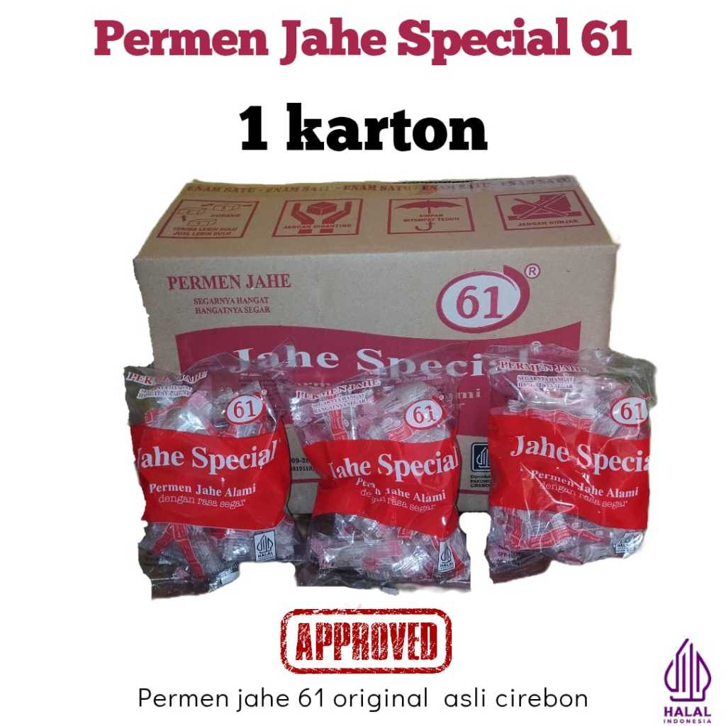 

PERMEN JAHE SPESIAL 61 CIREBON ASLI - 1 KARTON ISI 20PACK