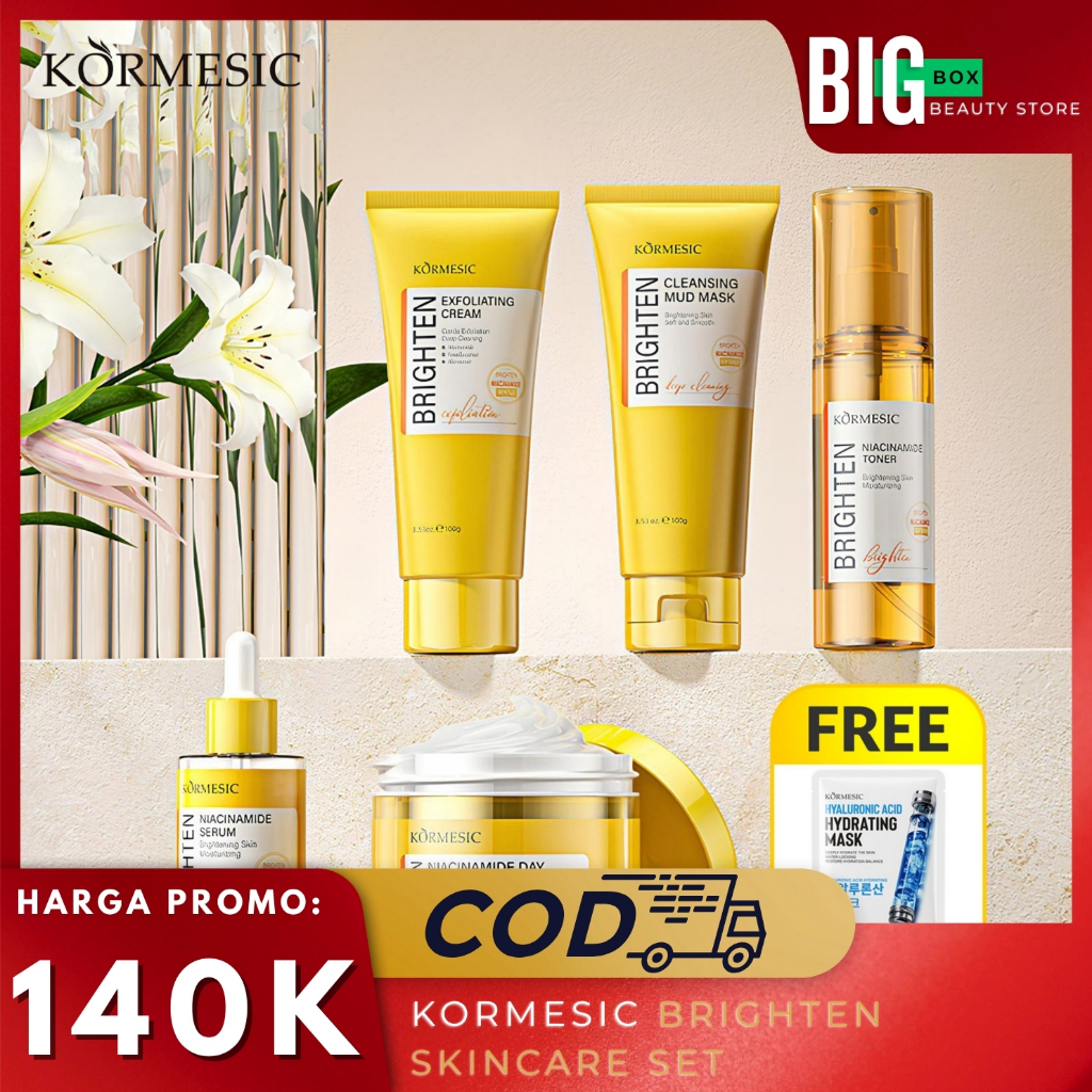 [100% ORI] BPOM Kormesic Skincare Paket Pemutih Wajah – Brighten Series | Krim & Serum Pencerah Kuli