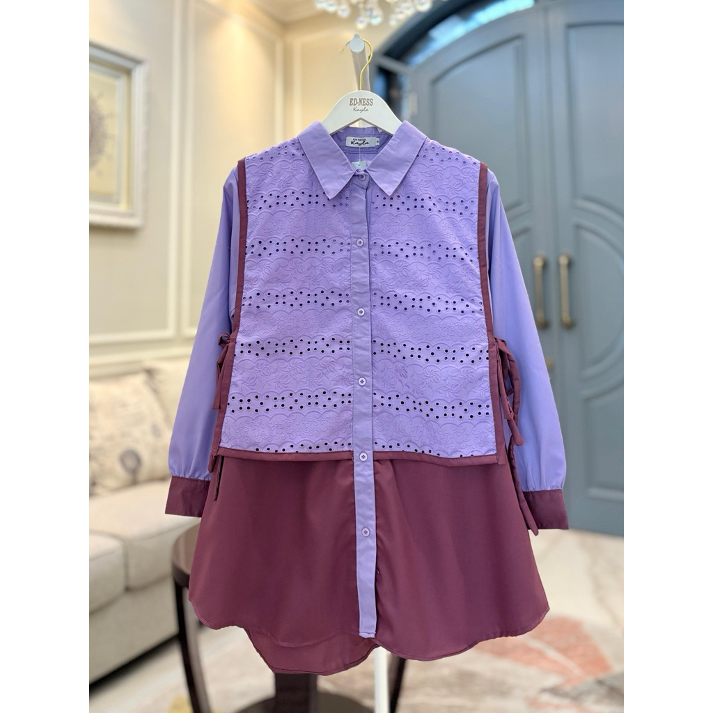 Kemeja Katun Ima Tuyobo Mix Katun bordir ada tali samping kiri kanan ori By Edness Kayla