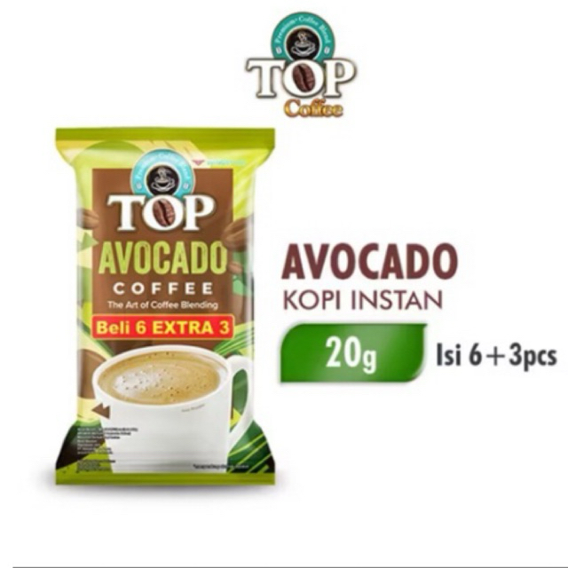 

Top Coffee Kopi Instan Avocado 22 gr isi 6 + 3 pcs