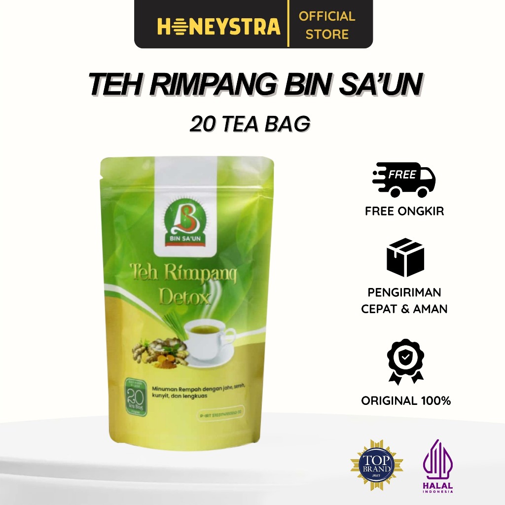 

Teh Rimpang Bin Sa'un | 20 teabags | Teh Diet Detox | Pelangsing Herbal | Imunitas