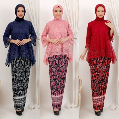 setelan kebaya /kebaya rinjani / setelan brukat / brukat modern /kebaya /kebaya rinjani /brokat pink
